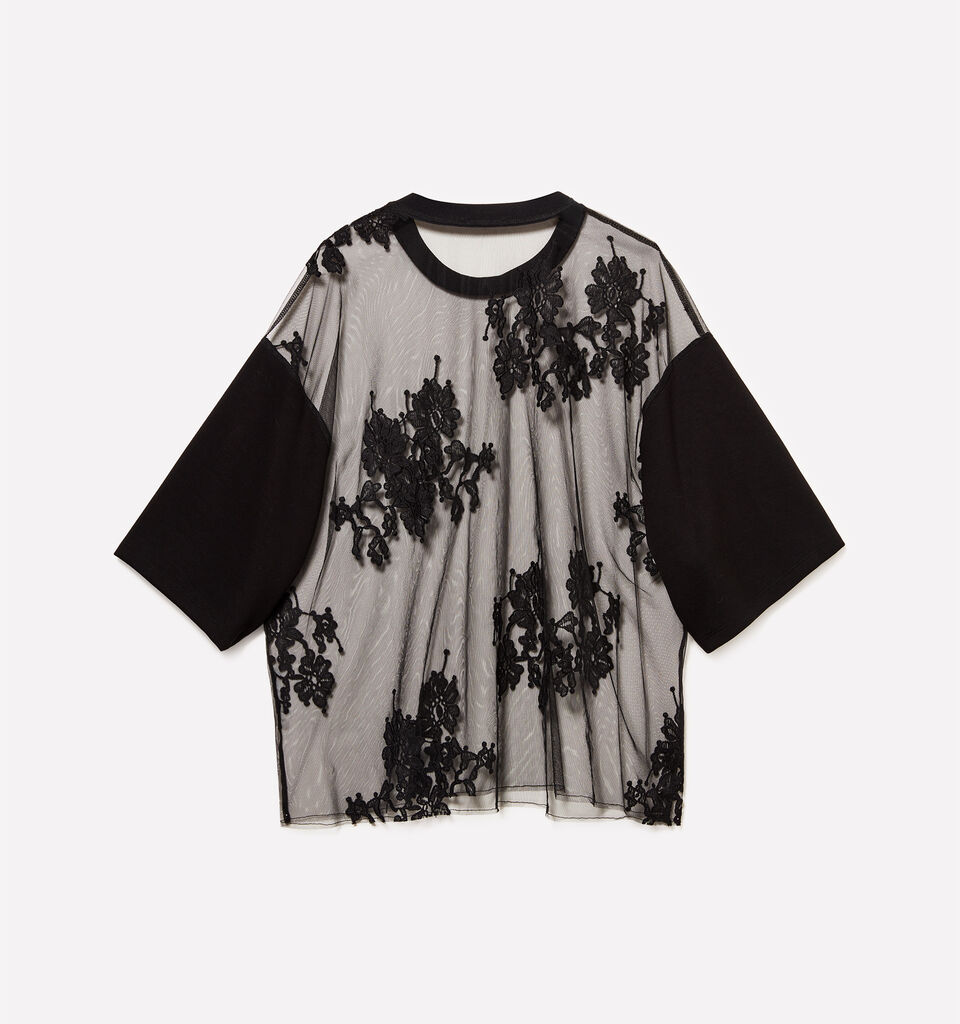 T-shirt nera in pizzo  - t-shirt a manica corta da donna - Nero | Sisley image number 6